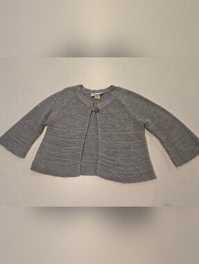 Knit Avenue Gray Knit Cropped Cardigan Sweater 3/4 Sleeves
